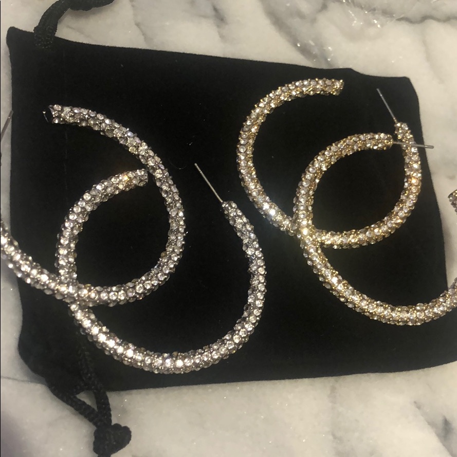 Both Crystal Pave Hoops,Boutique- Both Gold & Silver,Nwt, Boutique